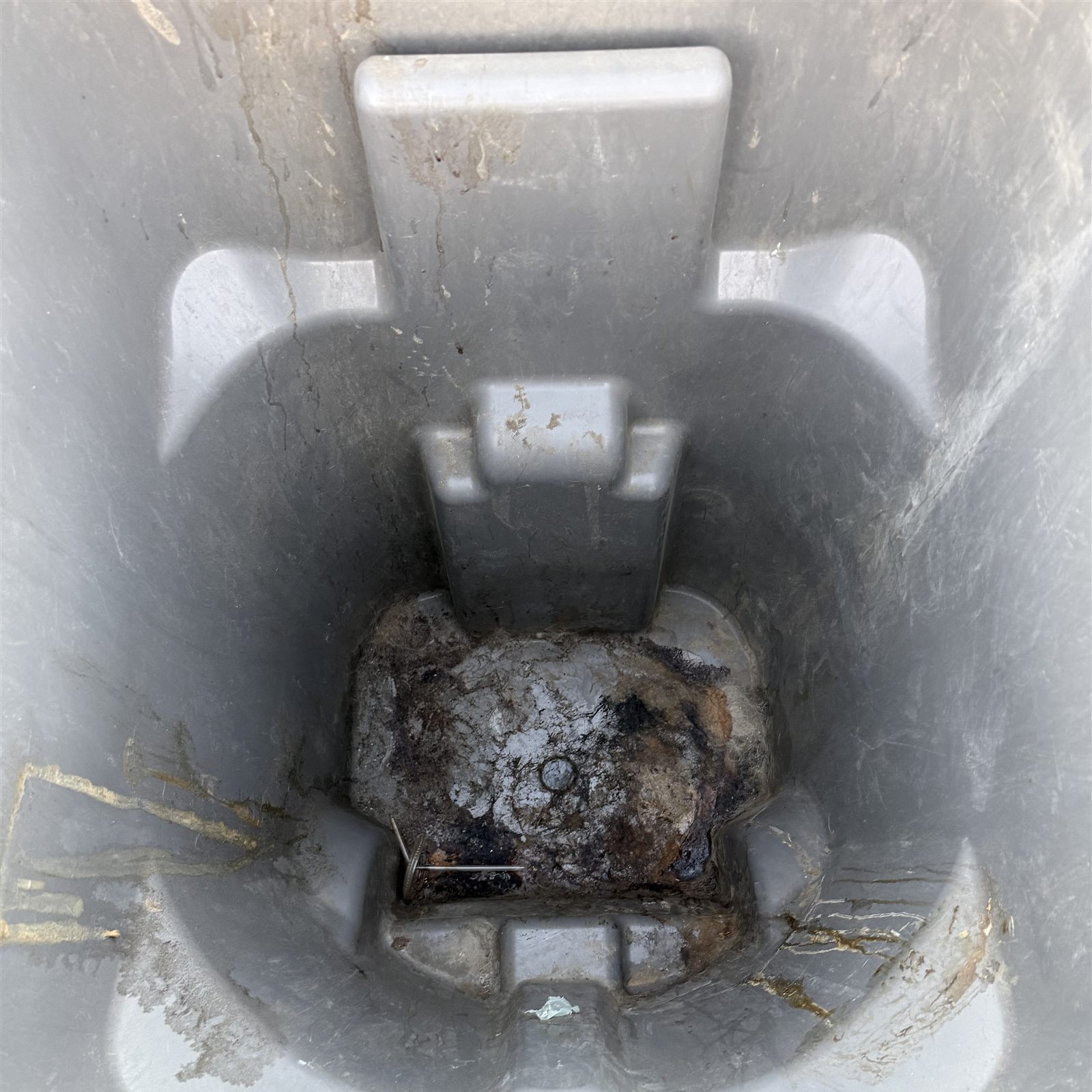 Trash bin deep clean, Coachella Valley (July 2026), before cleaning
